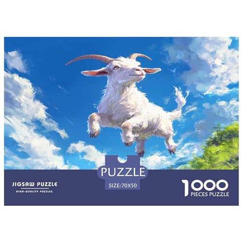 Ziege Puzzles Lernspiel Spielzeug Wunderschönes DekoRatteteteteion 1000 Teile Anspruchsvolles Wildtiere Puzzle Für Damen, Herren, Kinder Ab 14 Jahren 70x50cm/1000pcs von UXINYOUME