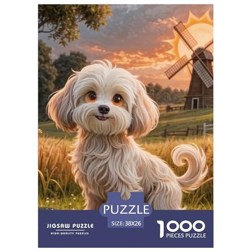 maltesisch Puzzle Lernspiel Spielzeug Heimdekoration 1000-teiliges Anspruchsvolles Cute HundPuzzle Für Damen, Herren, Kinder Ab 14 Jahren 38x26cm/1000pcs von UXINYOUME
