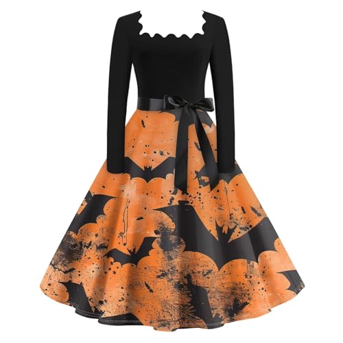 UXSELKCD hexenkostüm damen, schwarzer mit kapuze, halloween dress women, mittelalterliches kleid, corsagenkleid, wolf kostüm damen, halloween cosplay medieval monk costume, kürbiskleid von UXSELKCD