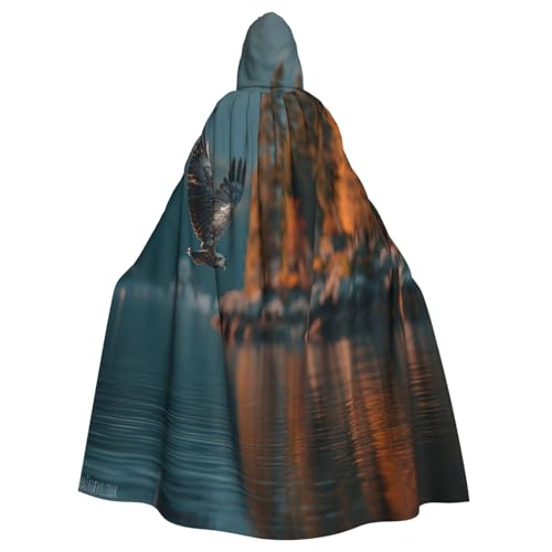 UYHhgqw Der Adler auf dem See Halloween Hexenkostüm Herren Damen Kapuzenumhang Horror Horror Halloween Kostüm Cosplay Kostüm von UYHhgqw