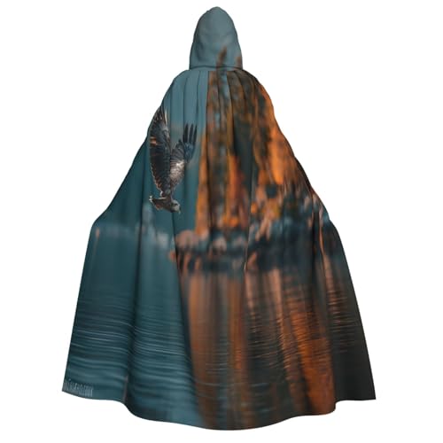 UYHhgqw Der Adler auf dem See Halloween Hexenkostüm Herren Damen Kapuzenumhang Horror Horror Halloween Kostüm Cosplay Kostüm von UYHhgqw