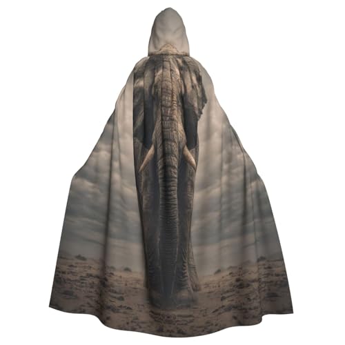 UYHhgqw Der Elefant auf dem Grasland Halloween Hexenkostüm Herren Damen Kapuzenumhang Horror Horror Halloween Kostüm Cosplay Kostüm von UYHhgqw