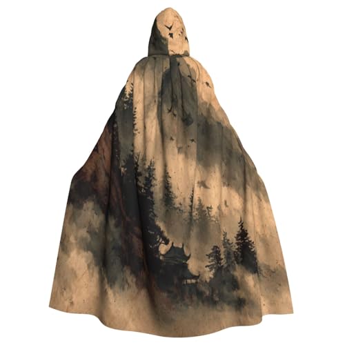 UYHhgqw Hexenkostüm mit Tintenwaschung, Malerei, Halloween-Hexenkostüm, Herren- und Damen-Kapuzenumhang, Horror-Horror-Halloween-Kostüm, Cosplay-Kostüm von UYHhgqw
