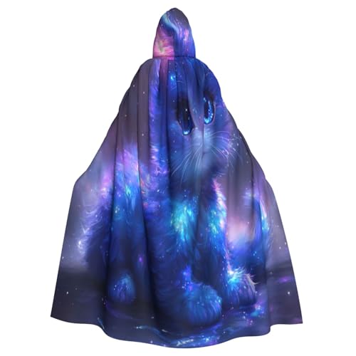 UYHhgqw Leuchtende Katze Halloween Hexenkostüm Herren Damen Kapuzenumhang Horror Horror Halloween Kostüm Cosplay Kostüm von UYHhgqw