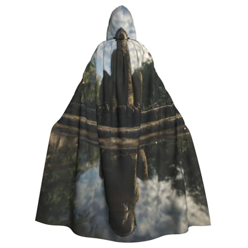 UYHhgqw Monkeys By The Lake Halloween Hexenkostüm Herren Damen Kapuzenumhang Horror Horror Halloween Kostüm Cosplay Kostüm von UYHhgqw