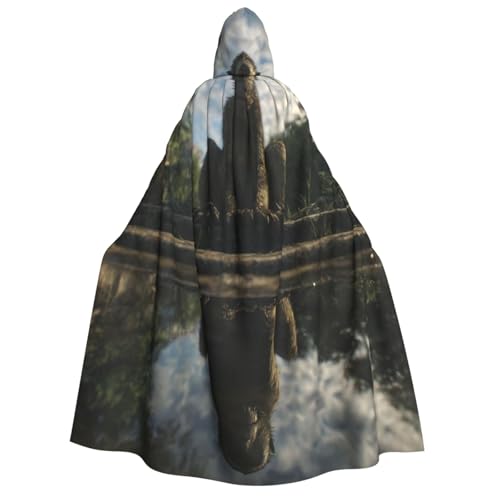 UYHhgqw Monkeys By The Lake Halloween Hexenkostüm Herren Damen Kapuzenumhang Horror Horror Halloween Kostüm Cosplay Kostüm von UYHhgqw