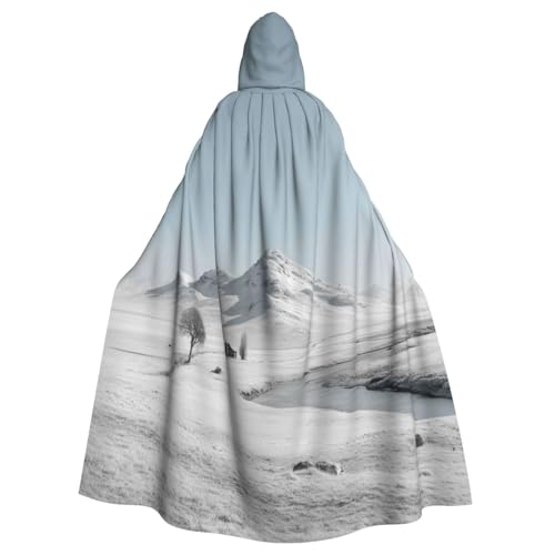 UYHhgqw Snowy Grassland Halloween Hexenkostüm Herren Damen Kapuzenumhang Horror Horror Halloween Kostüm Cosplay Kostüm von UYHhgqw