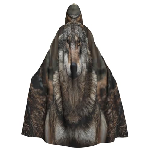 UYHhgqw Wölfe im Wald Halloween Hexenkostüm Herren Damen Kapuzenumhang Horror Horror Halloween Kostüm Cosplay Kostüm von UYHhgqw