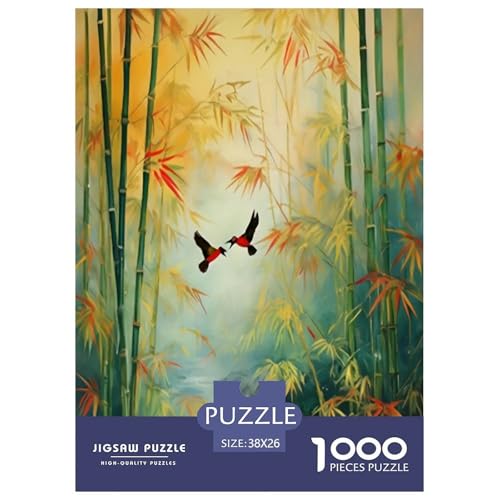 Bamboo Grove Puzzles für Erwachsene und Kinder, 1000 Teile, Umweltheilung, unmögliche Herausforderung, Spielzeug, Lernspiele, Heimdekoration, für Lernspiele, Geschenke, 38 x 26 cm, 1000 Stück von UYNSIXTME