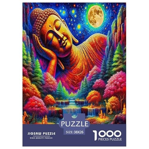 Buddha-Statue-Puzzles für Erwachsene und Kinder, 1000 Teile, buddhistische Kultur, skurrile Herausforderung, Spielzeug, Lernspiel, Heimdekoration, für Lernspiele, Geschenke, 38 x 26 cm/1000 Stück von UYNSIXTME