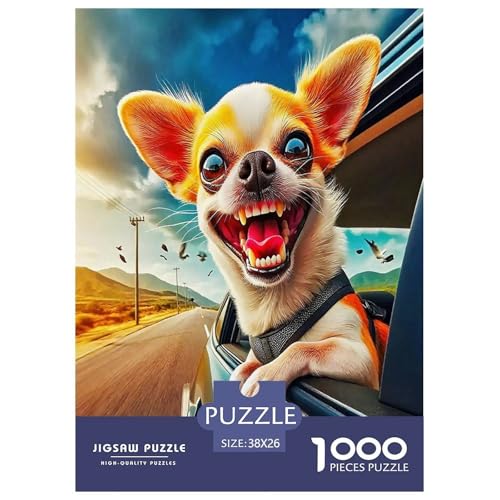Chihuahua Puzzles 1000 Teile Schwer Puzzle Spielzeug Pädagogisches Spiel Impossible Cartoon Tiere Herausforderungsspielzeug Für Erwachsene Und Kinder in Bewährter 38x26cm/1000pcs von UYNSIXTME