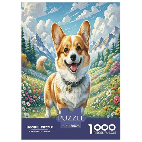 Corgi Puzzles 1000-teilige Schwer Puzzle Spielzeug Lernspiel Impossible Herausforderungsspielzeug Für Erwachsene Kinder 38x26cm/1000pcs von UYNSIXTME