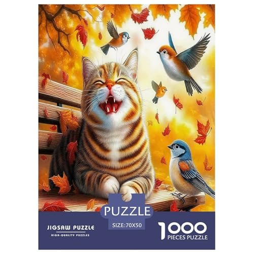 Cute Katzen Puzzle 1000 Teile Schwer Puzzle Spielzeug Lernspiel Impossible Cartoon Tiere Herausforderung Spielzeug Für Erwachsene Kinder 70x50cm/1000pcs von UYNSIXTME