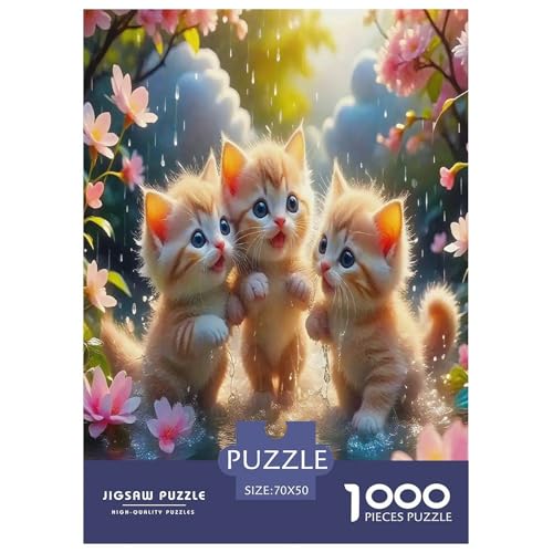 Cute Katzen Puzzles 1000 Teile Schwer Puzzle Spielzeug Lernspiel Impossible Cartoon Tiere Herausforderung Spielzeug Für Erwachsene Und Kinder in Bewährter 70x50cm/1000pcs von UYNSIXTME