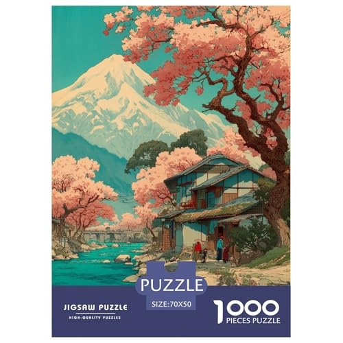 Der Japanische Fuji-Berg Puzzles 1000 Teile Schwer Puzzle Spielzeug Lernspiel Impossible Schöner Vulkan. Herausforderung Spielzeug Für Erwachsene Und Kinder Ab 14 Jahren 70x50cm/1000pcs von UYNSIXTME