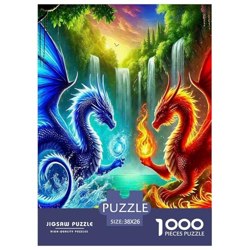 Drachen-Puzzles Puzzle für Erwachsene und Kinder, 1000 Teile, geheimnisvolle Kreaturen, skurrile Herausforderung, Spielzeug, Lernspiel, Heimdekoration, für Lernspiele, Geschenke, 38 x 26 cm/1000 Stück von UYNSIXTME
