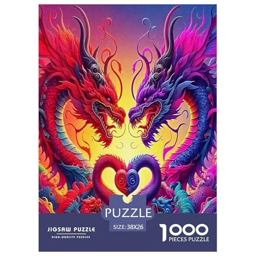 Drachen-Puzzles für Erwachsene und Kinder, 1000 Teile, geheimnisvolle Kreaturen, skurrile Herausforderung, Spielzeug, Lernspiel, Heimdekoration, für Lernspiele, Geschenke, 38 x 26 cm/1000 Stück von UYNSIXTME