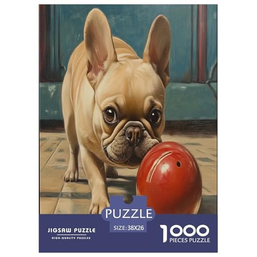 Französischer Bullhund Puzzles 1000 Teile Schwer Puzzle Spielzeug Pädagogisches Spiel Impossible Herausforderungsspielzeug Für Erwachsene Kinder 38x26cm/1000pcs von UYNSIXTME