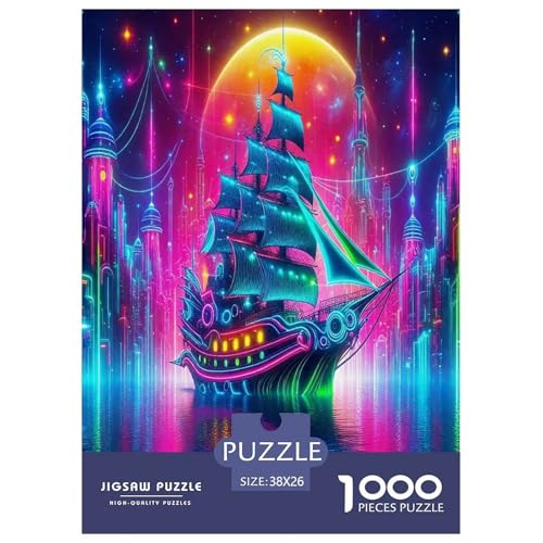 Geheimnisvolles Segelboot Puzzles 1000 Teile Schwer Puzzle Spielzeug Lernspiel Impossible Cartoon farbenfroh Herausforderung Spielzeug Für Erwachsene Und Kinder Ab 14 Jahren 38x26cm/1000pcs von UYNSIXTME