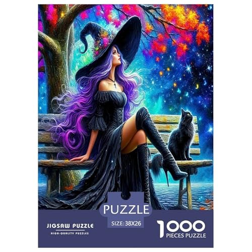 Hexen-Puzzles Puzzle für Erwachsene Kinder, 1000 Teile Halloween Große Geschenke Herausforderung Spielzeug Lernspiele Heimdekoration für Lernspiele Geschenke 38 x 26 cm/1000 Stück von UYNSIXTME