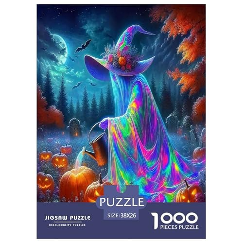 Hexen-Puzzles Puzzle für Erwachsene und Kinder, 1000 Teile, Halloween, skurrile Herausforderung, Spielzeug, Lernspiele, Heimdekoration, für Lernspiele, Geschenke, 38 x 26 cm/1000 Stück von UYNSIXTME