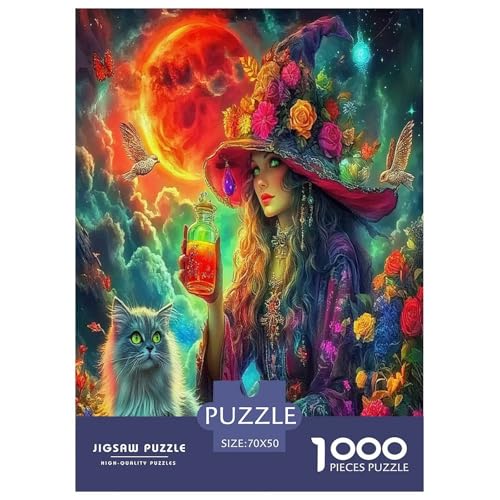 Hexen-Puzzles für Erwachsene und Kinder, 1000 Teile, Halloween, Impossible Challenge, Spielzeug, Lernspiel, Heimdekoration für Erwachsene und Kinder ab 14 Jahren, 70 x 50 cm, 1000 Stück von UYNSIXTME