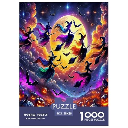 Hexen-Puzzles für Erwachsene und Kinder, 1000 Teile, Halloween, skurrile Herausforderung, Spielzeug, Lernspiel, Heimdekoration, für Lernspiele, Geschenke, 38 x 26 cm/1000 Stück von UYNSIXTME