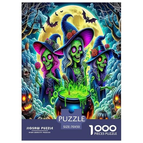 Hexen-Puzzles für Erwachsene und Kinder, 1000 Teile, Halloween, skurrile Herausforderung, Spielzeug, Lernspiel, Heimdekoration für Erwachsene und Kinder ab 14 Jahren, 70 x 50 cm, 1000 Stück Hexen-Puzzles für Erwachsene und Kinder, 1000 Teile, Halloween, skurrile Herausforderung, Spielzeug, Lernspiel, Heimdekoration für Erwachsene und Kinder ab 14 Jahren, 70 x 50 cm, 1000 Stück von UYNSIXTME