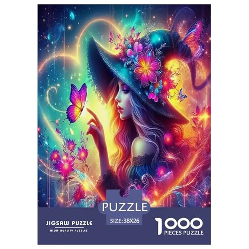 Hexen-Puzzles für Erwachsene und Kinder, 1000 Teile, Halloween, tolle Geschenke, Herausforderung, Spielzeug, Lernspiel, Heimdekoration für Erwachsene und Kinder ab 14 Jahren, 38 x 26 cm, 1000 Stück von UYNSIXTME