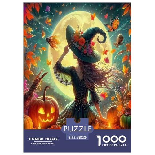 Hexen-Puzzles für Erwachsene und Kinder, 1000 Teile, Halloween, tolle Geschenke, Herausforderung, Spielzeug, Lernspiele, Heimdekoration für Erwachsene und Kinder ab 14 Jahren, 38 x 26 cm, 1000 Stück von UYNSIXTME