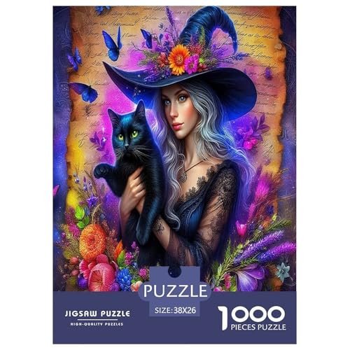 Hexen-Puzzles für Erwachsene und Kinder, 1000 Teile, Halloween, tolle Geschenke, Herausforderung, Spielzeug, Lernspiele, Heimdekoration für Erwachsene und Kinder ab 14 Jahren, 38 x 26 cm, 1000 Stück von UYNSIXTME