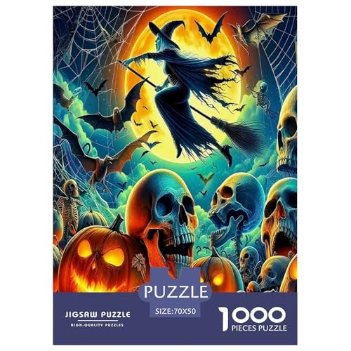 Hexen-Puzzles für Erwachsene und Kinder, 1000 Teile Halloween Impossible Challenge, Spielzeug, Lernspiele, Heimdekoration für Lernspiele, Geschenke, 70 x 50 cm/1000 Stück von UYNSIXTME