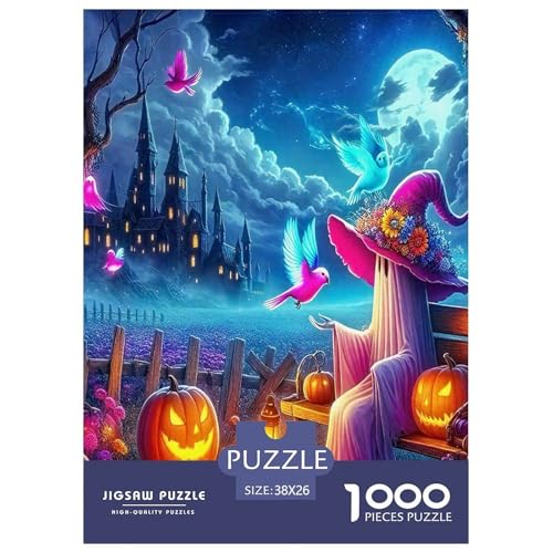 Hexen-Puzzles für Erwachsene und Kinder, 1000 Teile Halloween Impossible Challenge Spielzeug Lernspiel Heimdekoration für Lernspiele Geschenke 38 x 26 cm/1000 Stück von UYNSIXTME