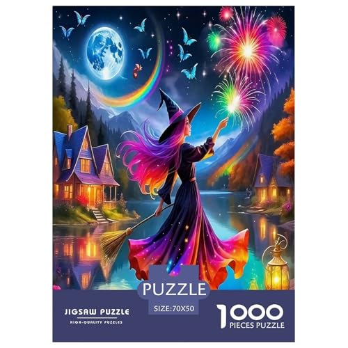 Hexen-Puzzles für Erwachsene und Kinder, 1000 Teile Halloween Impossible Challenge Spielzeug Lernspiel Heimdekoration für Lernspiele Geschenke 70x50cm/1000pcs von UYNSIXTME