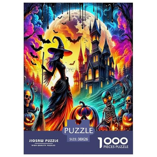 Hexenpuzzle für Erwachsene und Kinder, 1000 Teile, Halloween, Impossible Challenge, Spielzeug, Lernspiele, Heimdekoration für Erwachsene und Kinder ab 14 Jahren, 38 x 26 cm, 1000 Stück von UYNSIXTME
