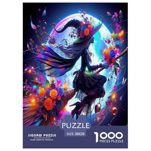 Hexenpuzzle für Erwachsene und Kinder, 1000 Teile, Halloween, skurrile Herausforderung, Spielzeug, Lernspiele, Heimdekoration für Erwachsene und Kinder ab 14 Jahren, 38 x 26 cm, 1000 Stück von UYNSIXTME