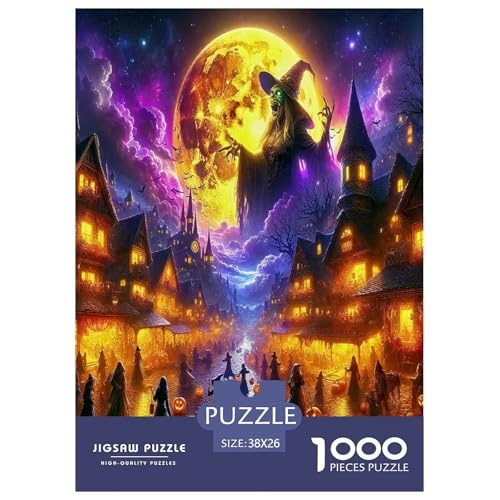Hexenpuzzle für Erwachsene und Kinder, 1000 Teile, Halloween, tolle Geschenke, Herausforderung, Spielzeug, Lernspiele, Heimdekoration für Erwachsene und Kinder ab 14 Jahren, 38 x 26 cm, 1000 Stück von UYNSIXTME