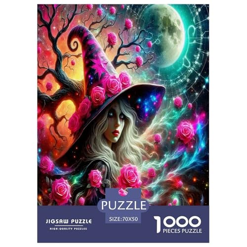 Hexenpuzzle für Erwachsene und Kinder, 1000 Teile Halloween Impossible Challenge Spielzeug Lernspiele Heimdekoration für Lernspiele Geschenke 70 x 50 cm/1000 Stück von UYNSIXTME