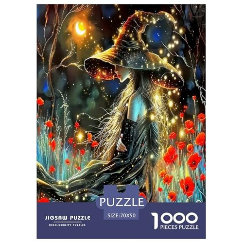 Hexenpuzzle für Erwachsene und Kinder, 1000 Teile Halloween skurrile Herausforderung Spielzeug Lernspiel Heimdekoration für Lernspiele Geschenke 70 x 50 cm/1000 Stück von UYNSIXTME