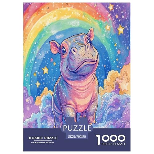 Hippo Puzzle 1000 Teile Schwer Puzzle Spielzeug Lernspiel Impossible Herausforderungsspielzeug Für Erwachsene Und Kinder Ab 14 Jahren 70x50cm/1000pcs von UYNSIXTME