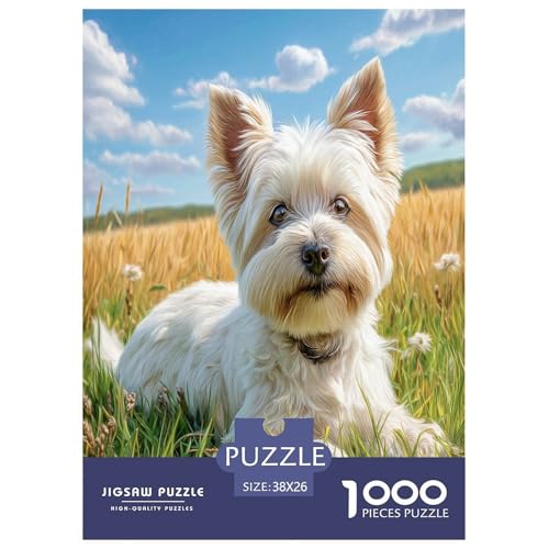 Hund als Haustier Puzzle 1000-teilige Schwer Puzzle Spielzeug Lernspiel Impossible Hübsche Tiere Herausforderung Spielzeug Für Erwachsene Und Kinder Ab 14 Jahren 38x26cm/1000pcs von UYNSIXTME