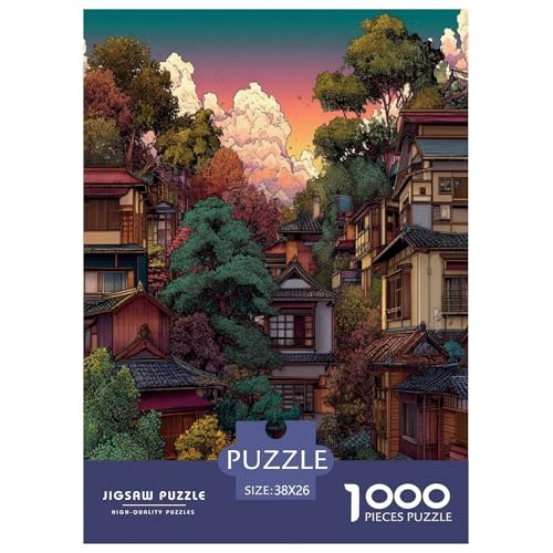 Japanische Landschaft Puzzle 1000 Teile Schwer Puzzle Spielzeug Pädagogisches Spiel Impossible Leben in Japan Herausforderungsspielzeug Für Erwachsene Kinder 38x26cm/1000pcs von UYNSIXTME
