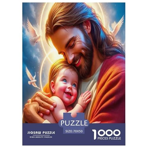 Jesus - Religion Puzzle für Erwachsene Kinder 1000 Teile Hoffnung und Liebe Impossible Challenge Spielzeug Lernspiele Heimdekoration für Lernspiele Geschenke 70x50cm/1000pcs von UYNSIXTME