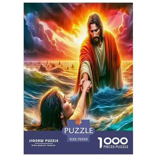 Jesus - Religion Puzzle für Erwachsene Kinder 1000 Teile Hoffnung und Liebe Tolle Geschenke Herausforderung Spielzeug Lernspiel Heimdekoration für Lernspiele Geschenke 70x50cm/1000pcs von UYNSIXTME