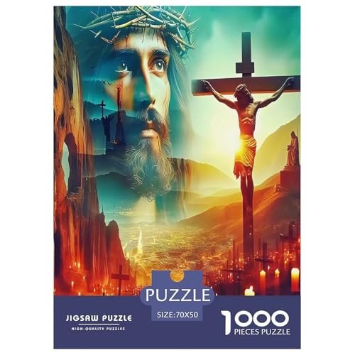 Jesus - Religion Puzzle für Erwachsene Kinder 1000 Teile Hoffnung und Liebe Tolle Geschenke Herausforderung Spielzeug Lernspiele Heimdekoration für Lernspiele Geschenke 70x50cm/1000pcs von UYNSIXTME