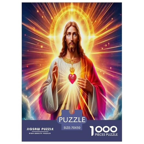Jesus - Religion Puzzle für Erwachsene Kinder 1000 Teile Hoffnung und Liebe skurrile Herausforderung Spielzeug Lernspiel Heimdekoration für Lernspiele Geschenke 70x50cm/1000pcs von UYNSIXTME