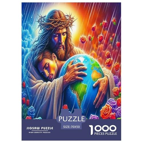 Jesus - Religion Puzzle für Erwachsene Kinder 1000 Teile Hoffnung und Liebe skurrile Herausforderung Spielzeug Lernspiele Heimdekoration für Lernspiele Geschenke 70x50cm/1000pcs von UYNSIXTME