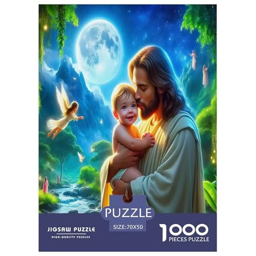 Jesus - Religion Puzzle für Erwachsene Kinder 1000 Teile Hoffnung und Liebe unmögliche Herausforderung Spielzeug Lernspiel Heimdekoration für Lernspiele Geschenke 70x50cm/1000pcs von UYNSIXTME