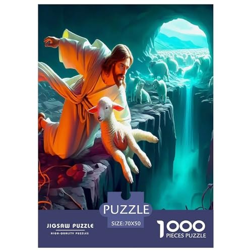 Jesus - Religion Puzzles für Erwachsene Kinder 1000 Teile Hoffnung und Liebe Impossible Challenge Spielzeug Lernspiele Heimdekoration für Lernspiele Geschenke 70x50cm/1000pcs von UYNSIXTME