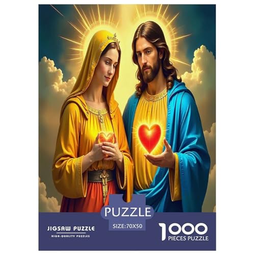 Jesus - Religion Puzzles für Erwachsene Kinder 1000 Teile Hoffnung und Liebe skurrile Herausforderung Spielzeug Lernspiel Heimdekoration für Lernspiele Geschenke 70x50cm/1000pcs von UYNSIXTME